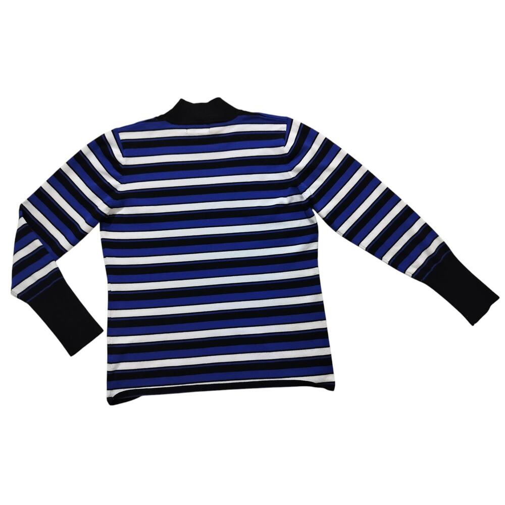 TAHARI Women's Stripes Mock Neck Blue White Sweatshirt Top Long Sleeve Size L - Picture 6 of 12